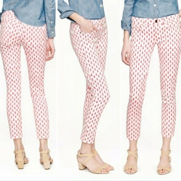 JCREW Matchstick Cropped Pants, tulip print, EUC. - Picture 1 of 7